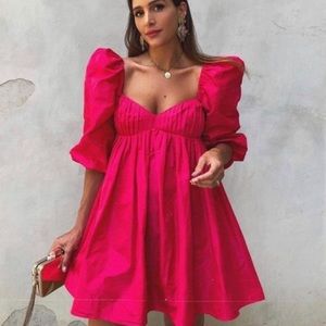 ISO ZARA Pink Puff Sleeve Dress